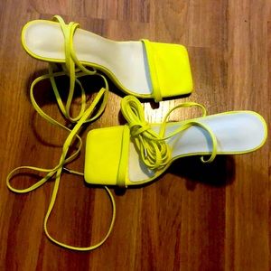 Wrap around ankle heels